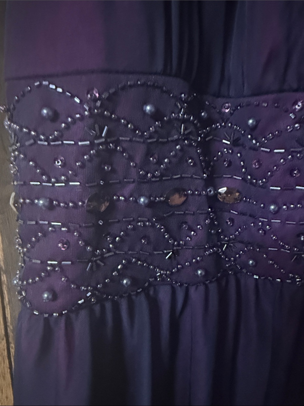 Dark Purple Sleeveless Beaded Waist Cocktail Dress - Picture 2 of 16